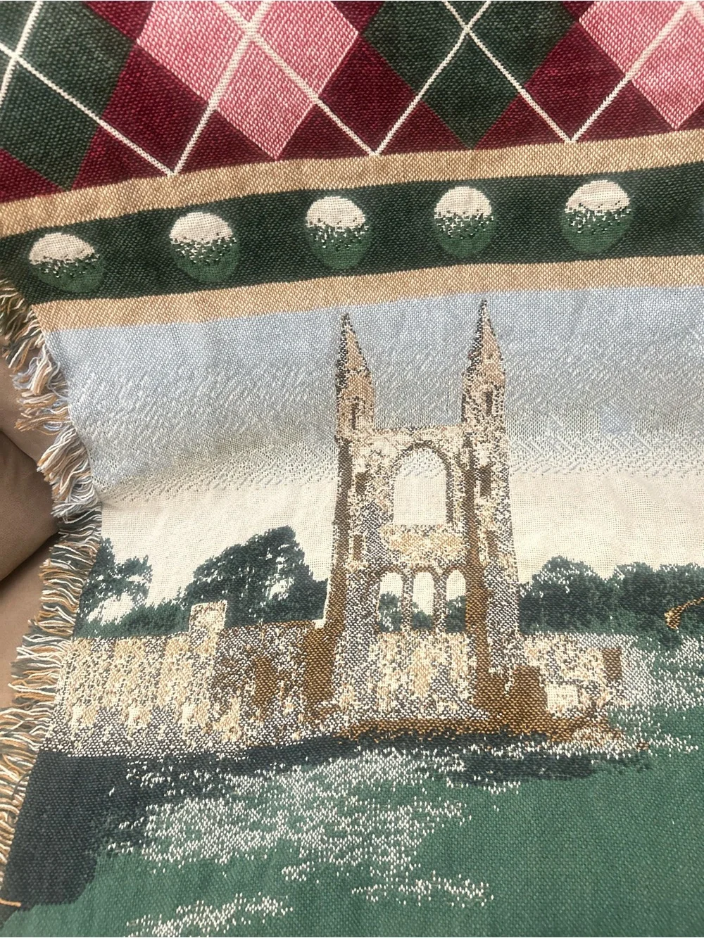 Golf Theme Woven Throw Blanket Fringe Europe Golfer Tapestry Style Vintage